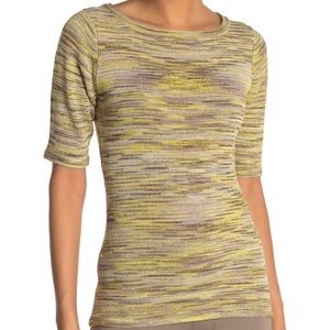 Vertigo Space Dye Elbow Length Sleeve Top